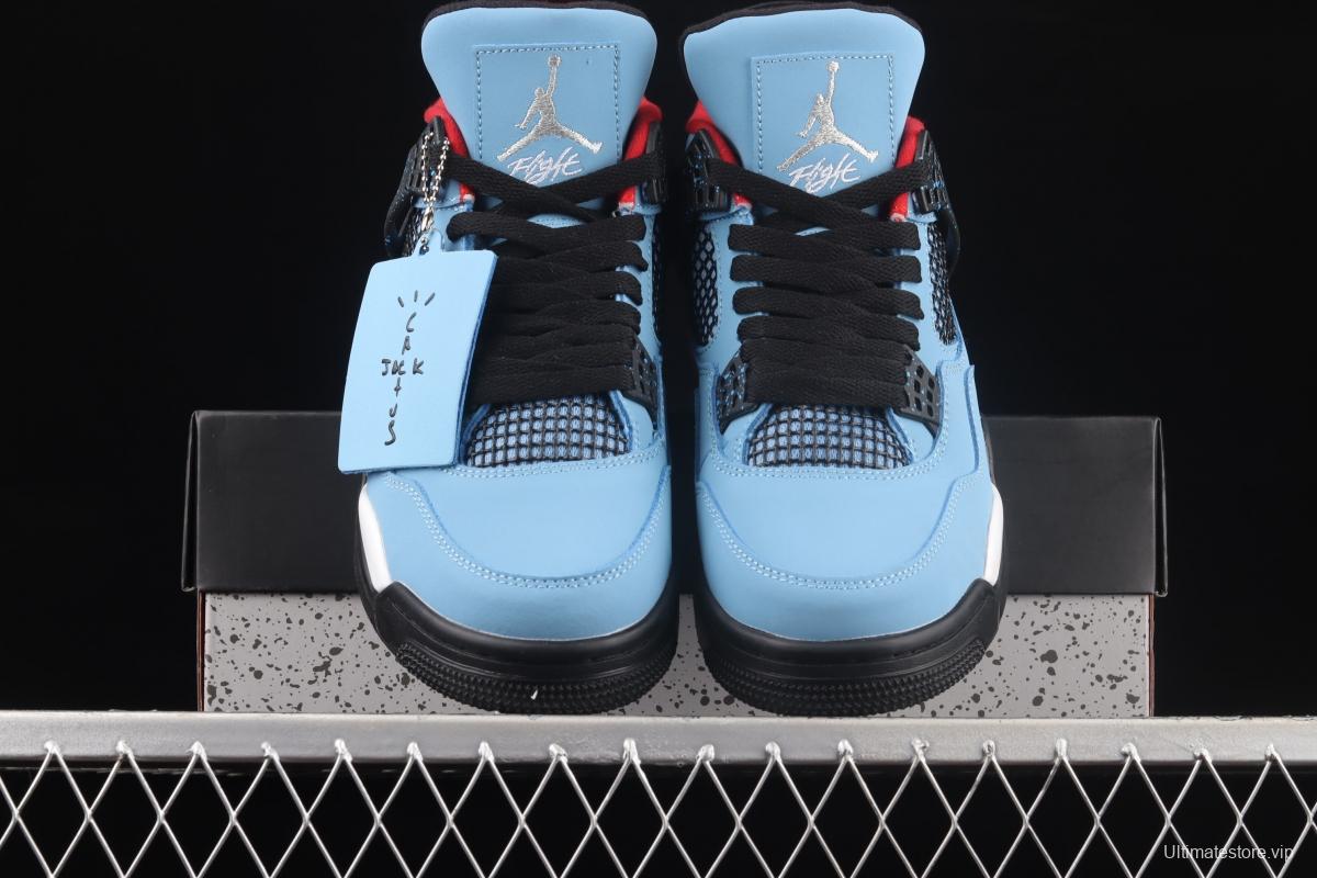 Travis Scott Cactus Jack x Air Jordan 4 Joe 4 AJ4 joint suede blue headcoat genuine standard 308497-406