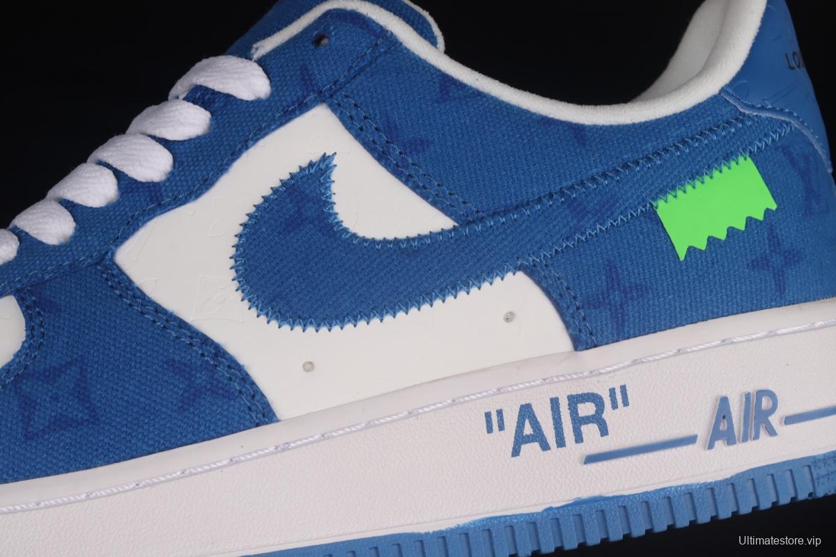 NIKE Air Force 1x07 Low LV printed canvas spliced low-top casual board shoes LA2314-103