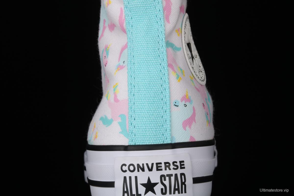 Converse Taylor Converse unicorn printed white high-top casual board shoes 669816C