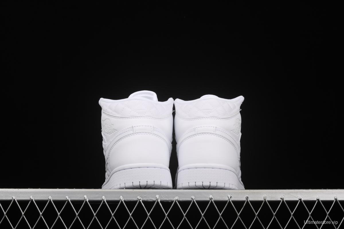 Air Jordan 1 Mid Quilted White Little Chanel Leisure Sport Board shoes DB6078-100