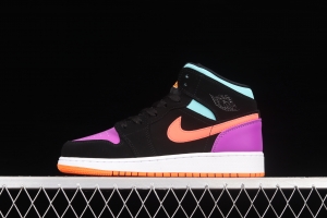 Air Jordan 1 Mid candy mandarin duck 3m reflective matching basketball shoes 554725-083