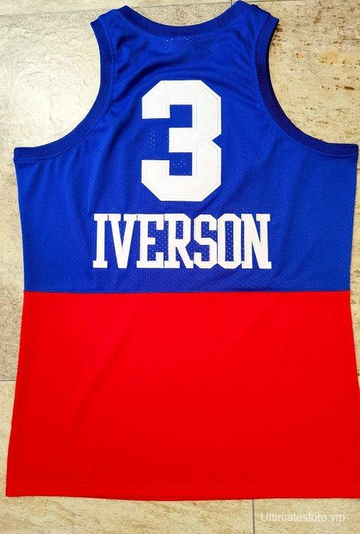 Men's Allen Iverson Blue And Red Retro Classic Team Jersey