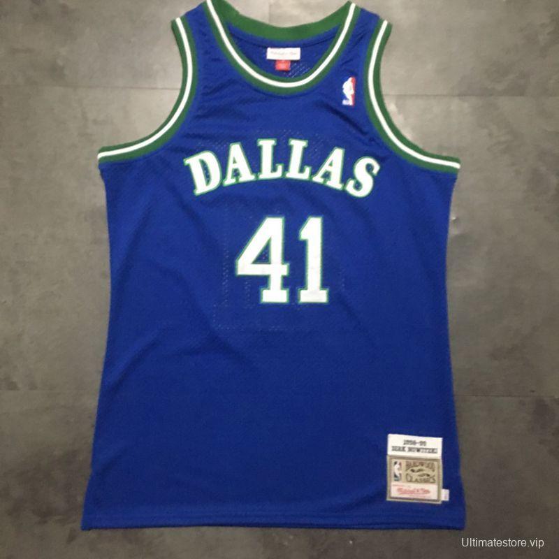 Men's Dirk Nowitzki Blue Retro Classic Team Jersey