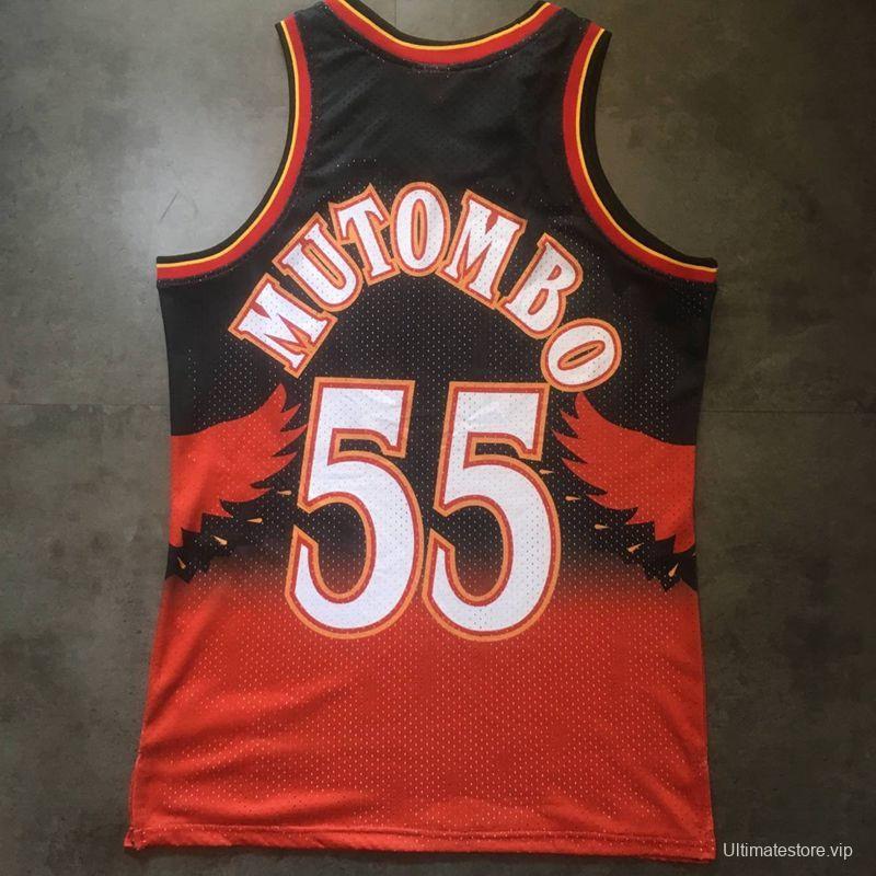 Men's Dikembe Mutombo Black And Red Retro Classic Team Jersey