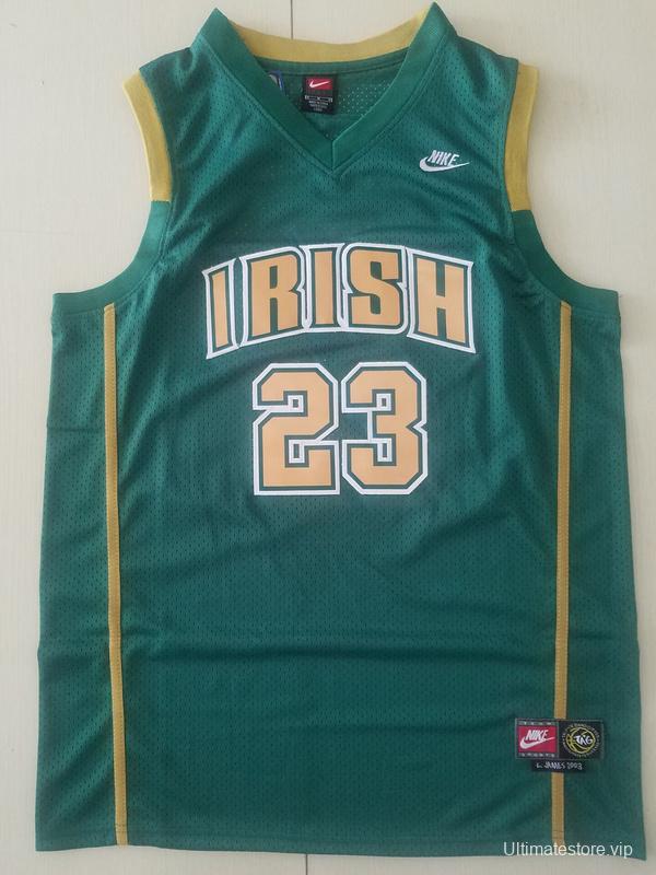 LeBron James 23 Irish High School Green Basketball Jersey