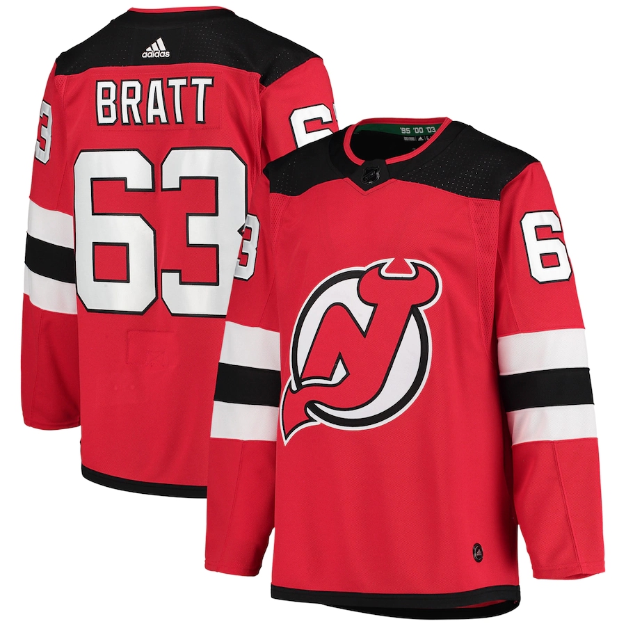 Men's Jesper Bratt Red Home Player Team Jersey
