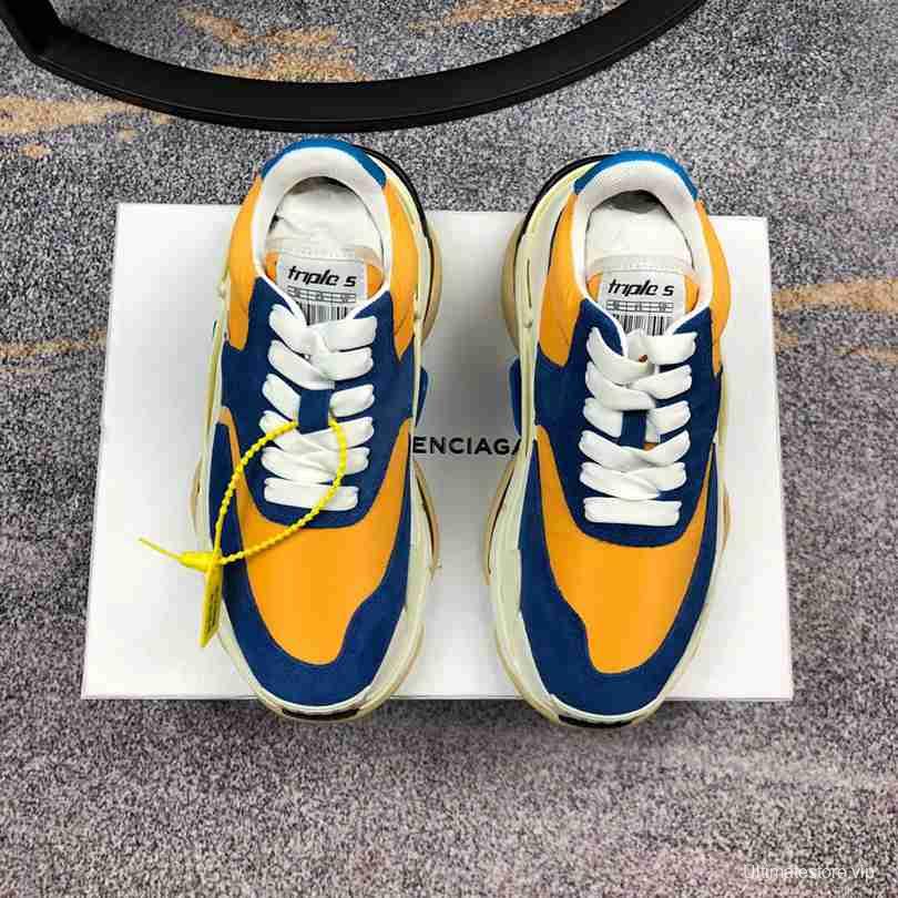 Men Balenciaga Triple-S 2 Navy/Yellow Sneaker