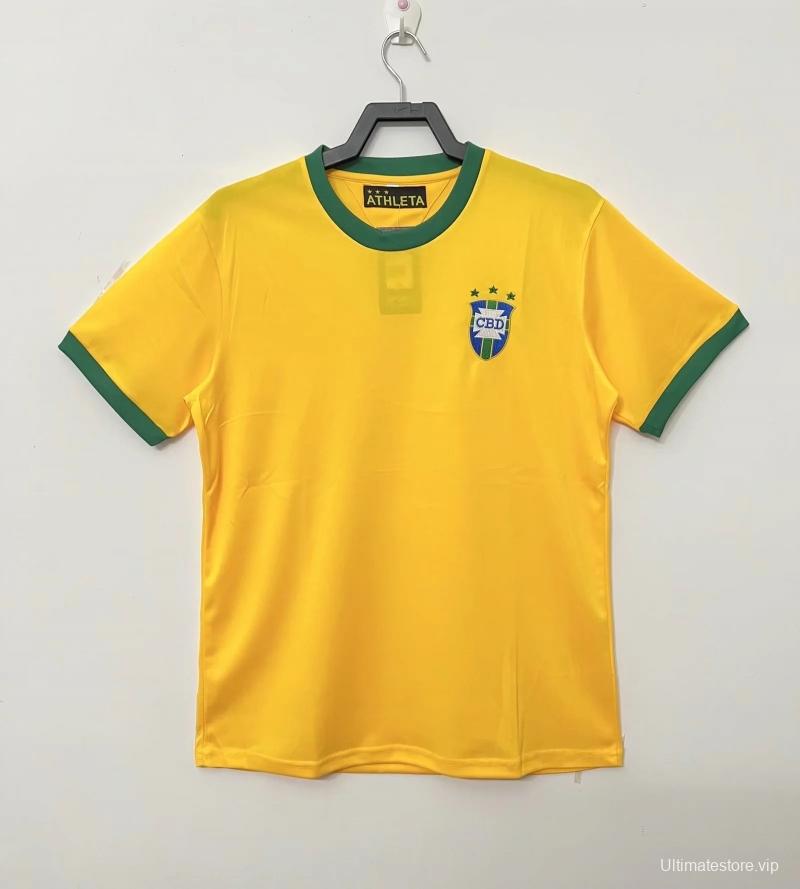 Retro 1970 Brazil Home Jersey 10#Pelé Commemorate The King Of Football