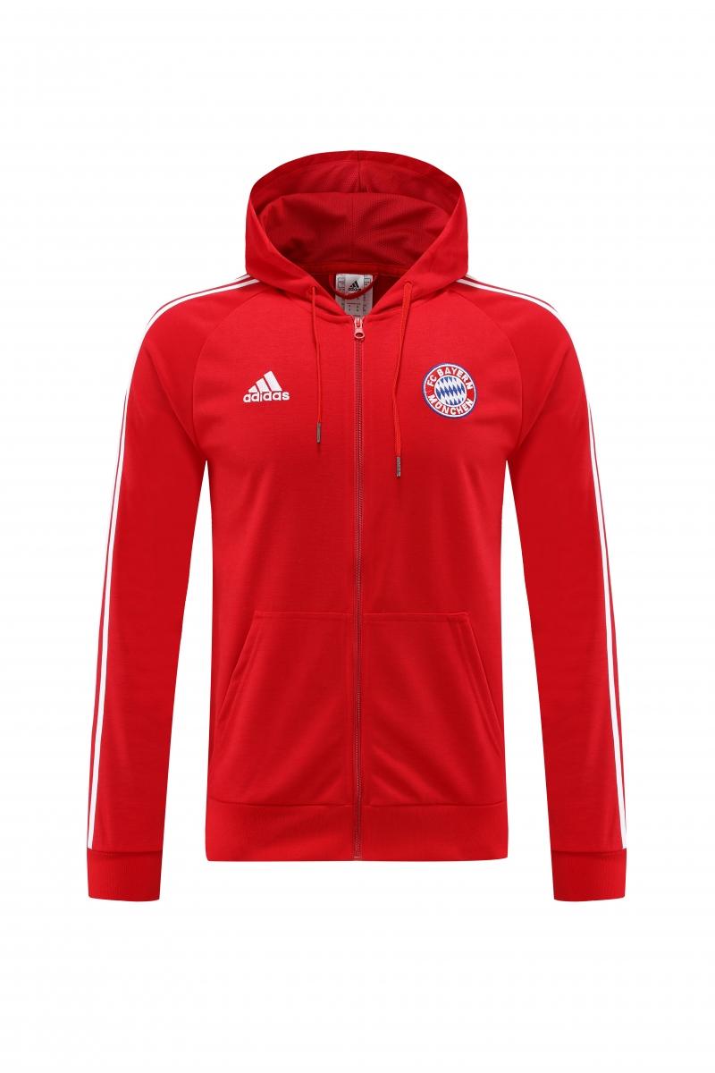 2023 Bayern Munich Red Hoodie Full Zipper Tracksuit