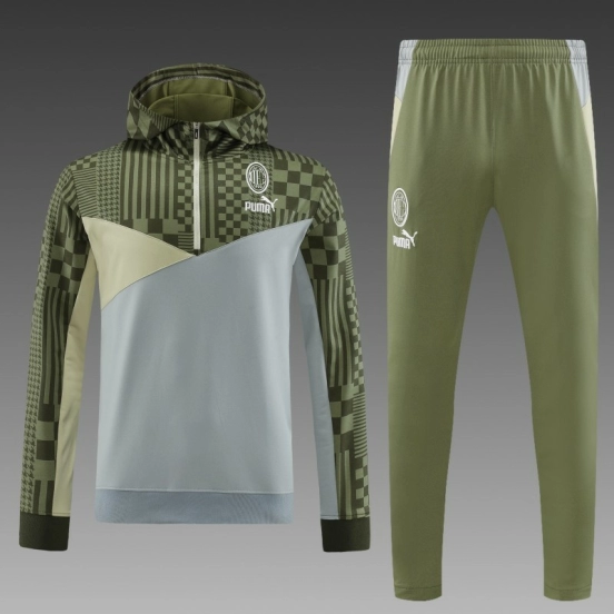 23/24 PUMA Green Grey Hoodie Half Zipper Jacket+Pants