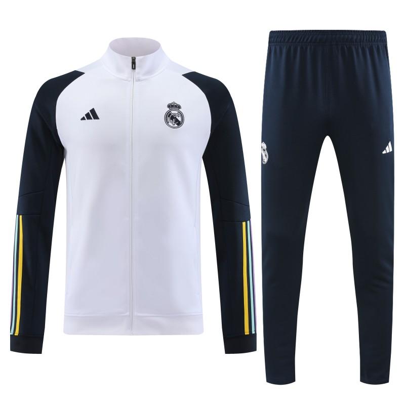 23/24 Real Madrid White Full Zipper Jacket+Pants