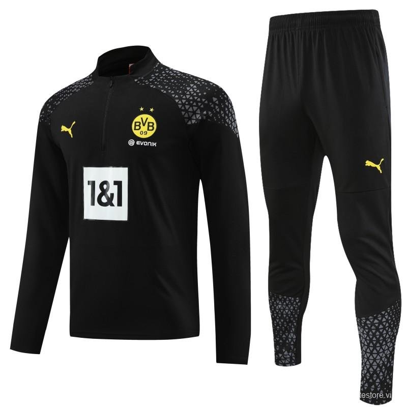 23/24 Borussia Dortmund Black Half Zipper Jacket+ Pants