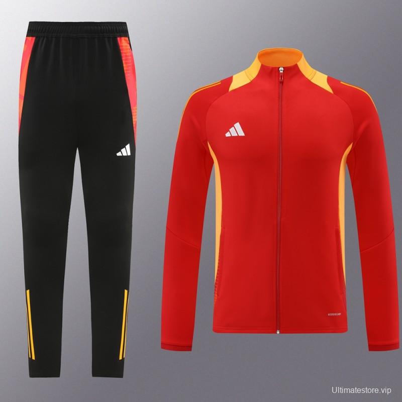 24/25 Adidas Red/Orange Full Zipper Jacket +Long Pants