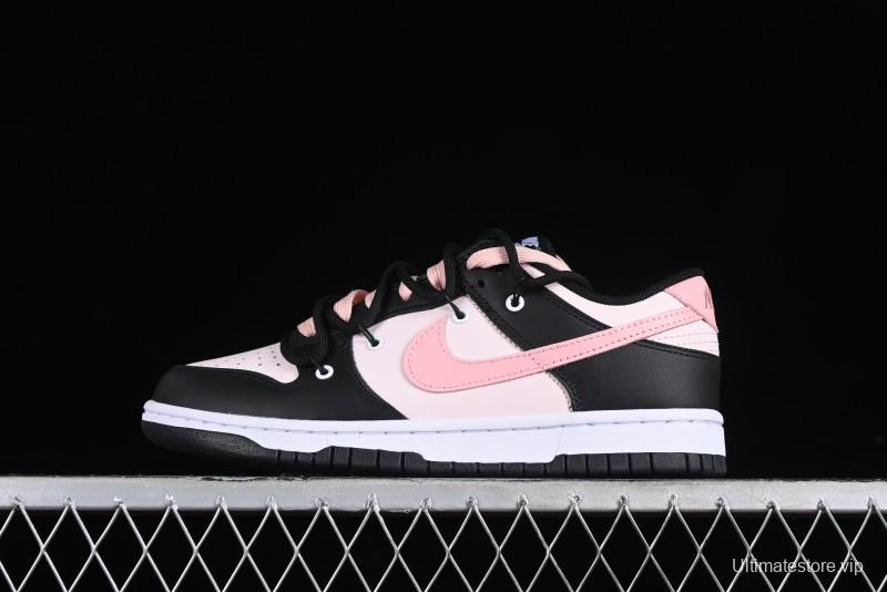 Nike Dunk Low Custom Deconstructed Strap Casual Sneakers in Black Pink - CW1590-100