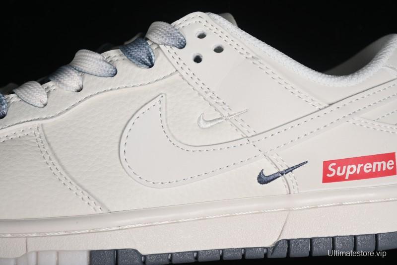 Supreme x Nike SB Dunk Low Anniversary Edition White Grey Customized Low-Top Casual Skate Shoes - BB8657-105