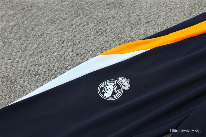 24/25 Real Madrid Light Blue/Navy/Orange Half Zipper Jacket+Long Pants
