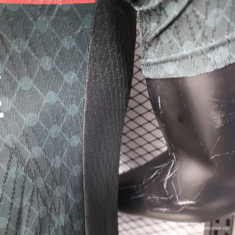 Player Version 25/26 CD Palestino Away Black Jersey with Red-Green Stripes and Bank of Palestine Sponsor