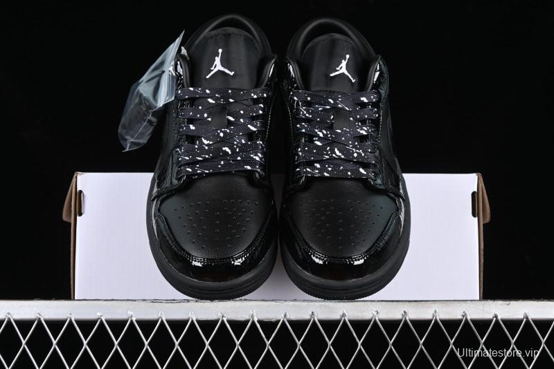 Nike Air Jordan 1 Low "Black Croc" Casual Sneakers with Crocodile-Embossed Leather - HJ7743-010