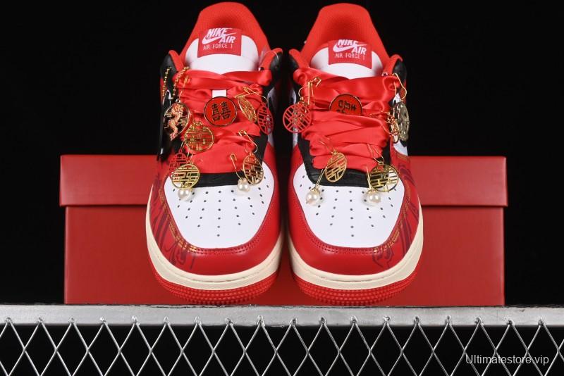 Nike Air Force 1 '07 Low Custom Wedding Sneakers with Chinese Style Elements - FN7439-133