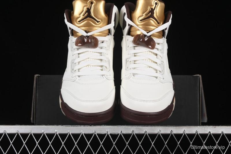 Nike Air Jordan 5 Retro Basketball Shoes in White/Tan - DD9336-200