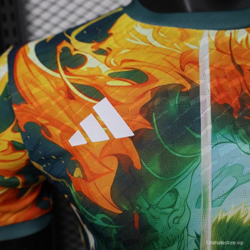 Player Version 2025 Japan Jersey with Samurai Design and Fiery Background