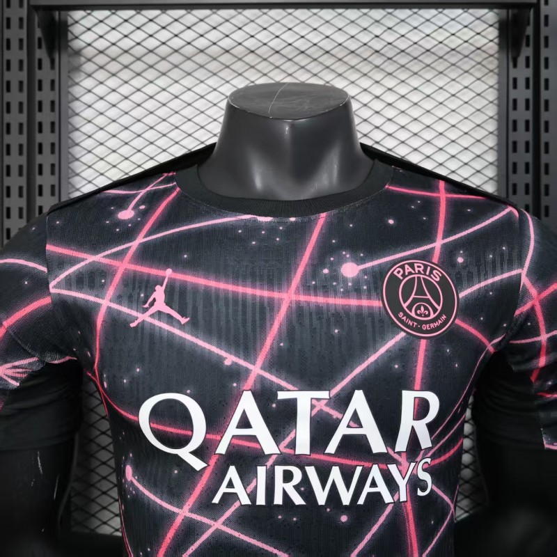 Player Version 25/26 Paris Saint-Germain PSG Black with Neon Geometric Network Jersey