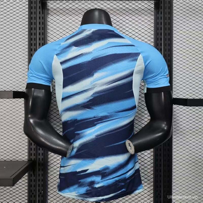 Player Version 25/26 Olympique de Marseille Blue with Gradient Wave Pattern Jersey