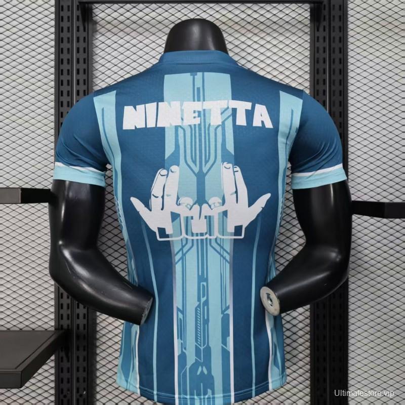 Player Version 25/26 Olympique de Marseille Blue with Geometric Stripes Jersey