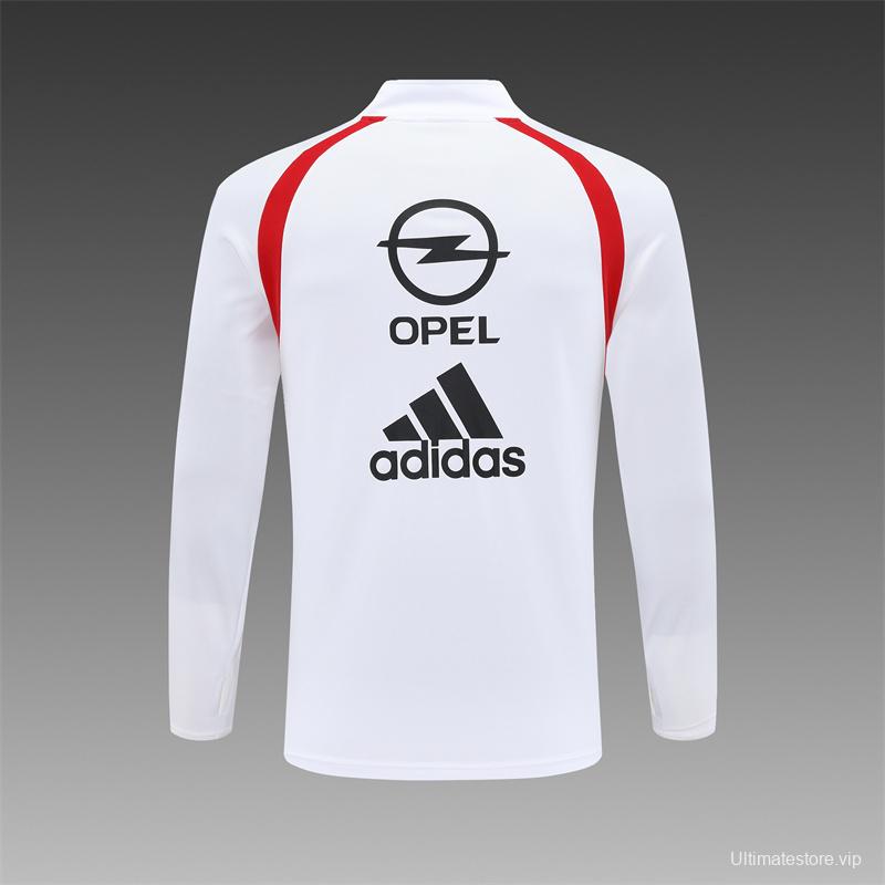 Retro 03/04 AC Milan White Half Zipper Jacket+Long Pants