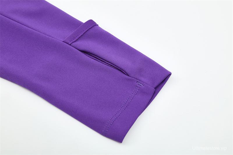 Retro 16/17 Real Madrid Purple Half Zipper Jacket+Long Pants