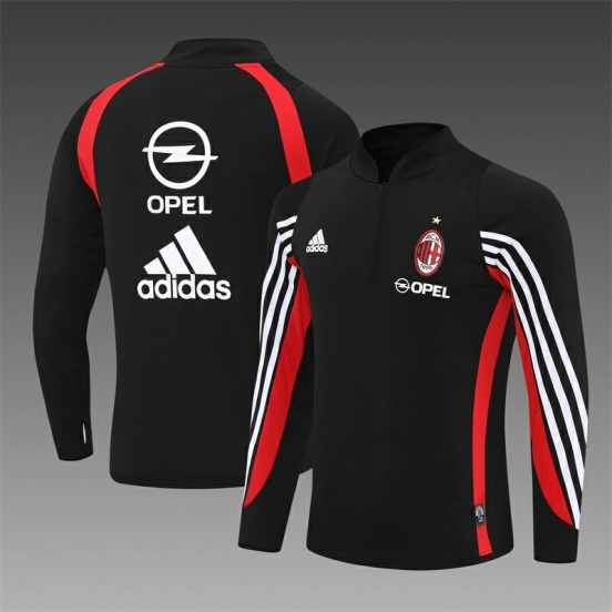 Retro 03/04 AC Milan Black Half Zipper Jacket+Long Pants