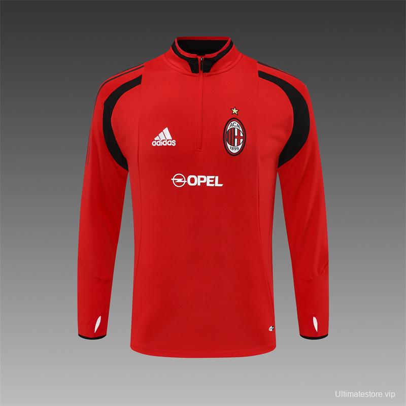 Retro 04/05 AC Milan Red Half Zipper Jacket+Long Pants