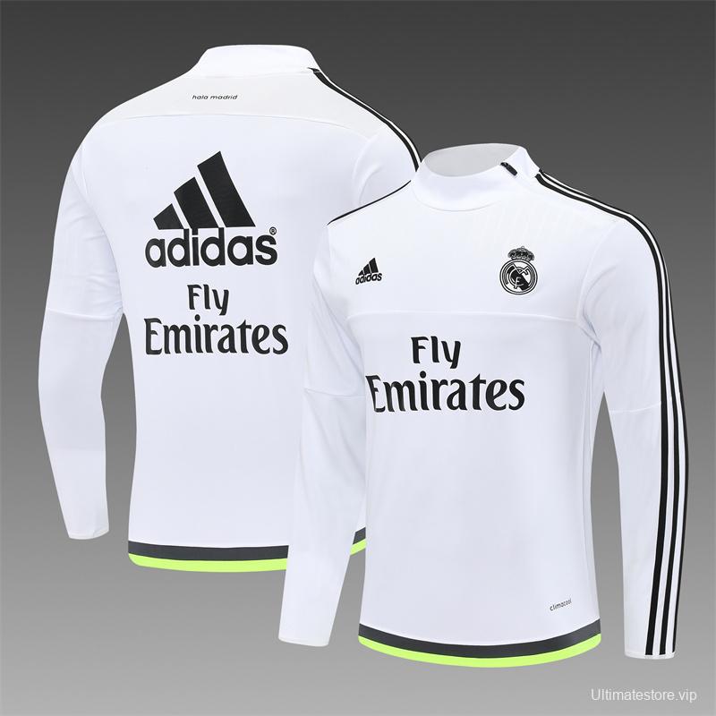 Retro 15/16 Real Madrid White Half Zipper Jacket