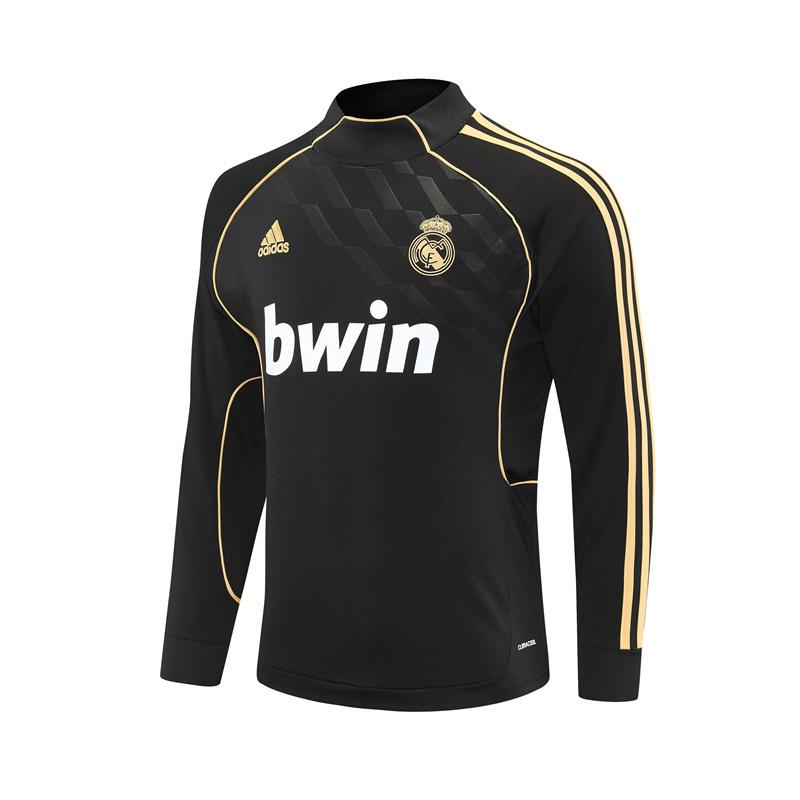 Retro 11/12 Real Madrid Black Half Zipper Jacket+Long Pants
