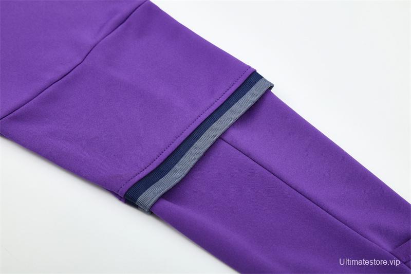Retro 16/17 Real Madrid Purple Half Zipper Jacket+Long Pants