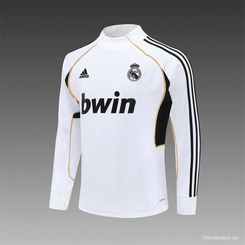 Retro 11/12 Real Madrid White Half Zipper Jacket