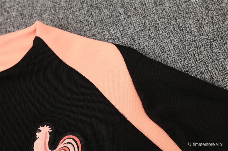 Player Version 25/26 France Black Half Zipper Jacket+Long Pants