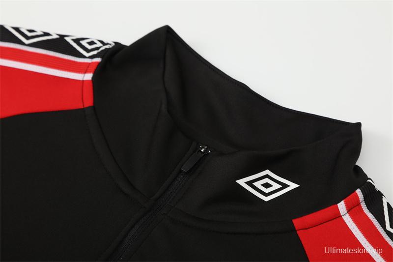 Retro 98/99 Manchester United Black Half Zipper Jacket