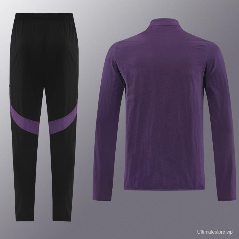 25/26 Manchester United Purple S-2XL Half Zipper Jacket+Long Pants