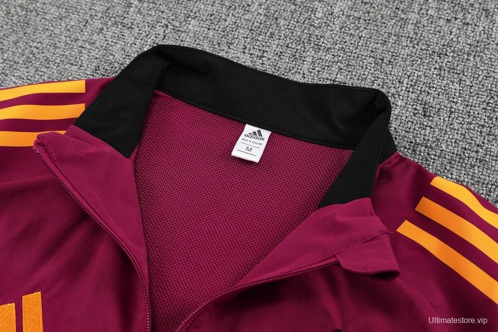 25/26 AS Roma Maroon S-3XL Half Zipper Jacket+Long Pants