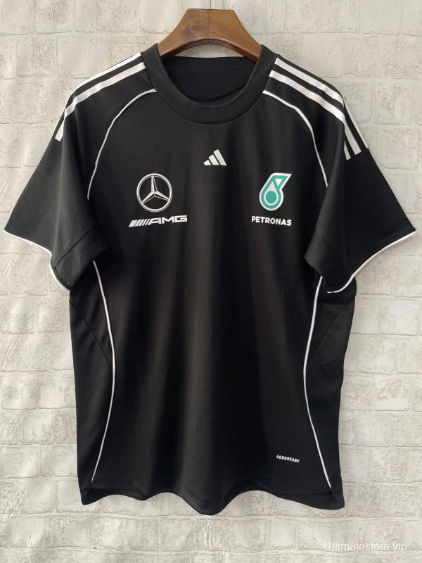 25/26  F1  Mercedes-AMG Petronas Black with White Stripes Training Jersey
