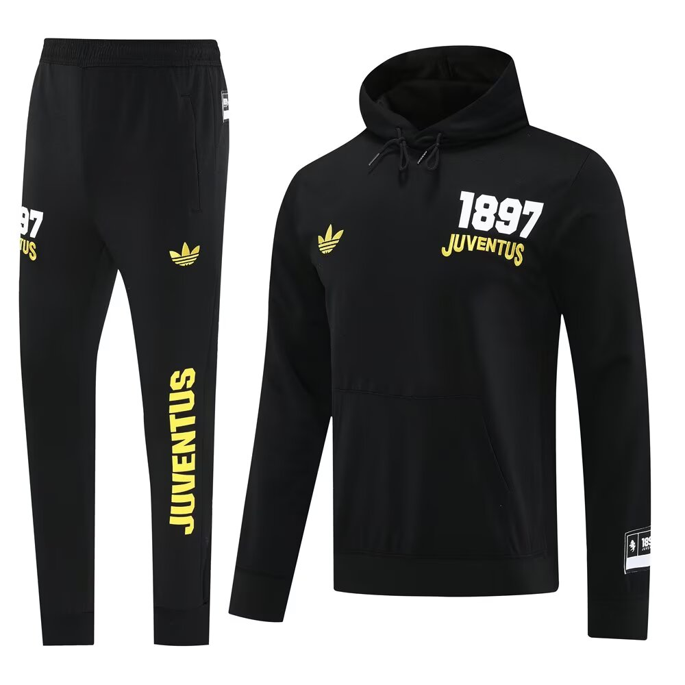 25/26 Juventus Black Sweatshirt Full Zipper Jacket+Long Pants