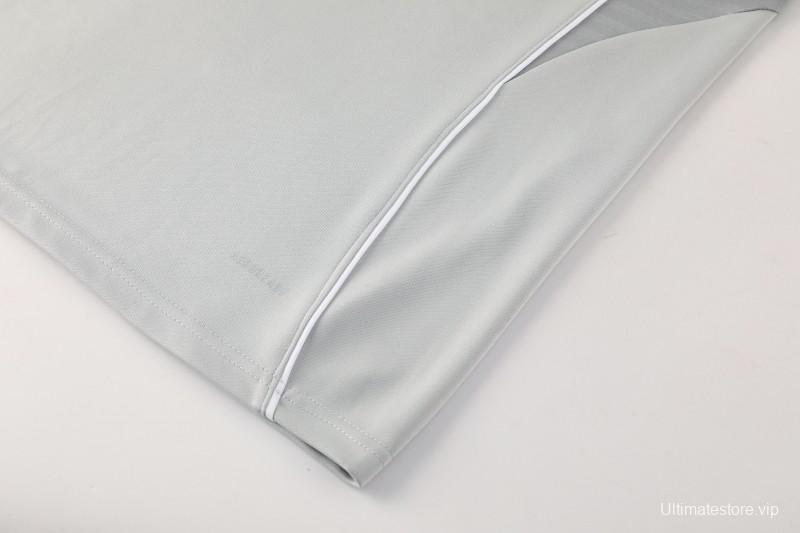 25/26  Adidas Light Grey Full zipper Jacket Tracksuit+ long pants