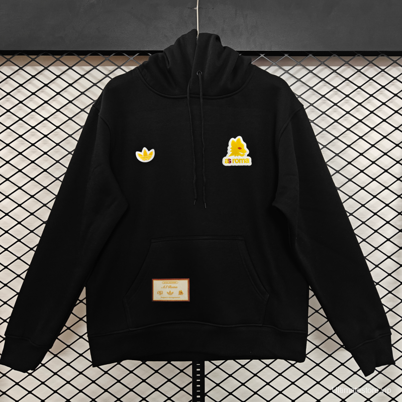 25/26 Adidas x AS Roma Retro  Embroidered Logo Hoodie 9 Colors