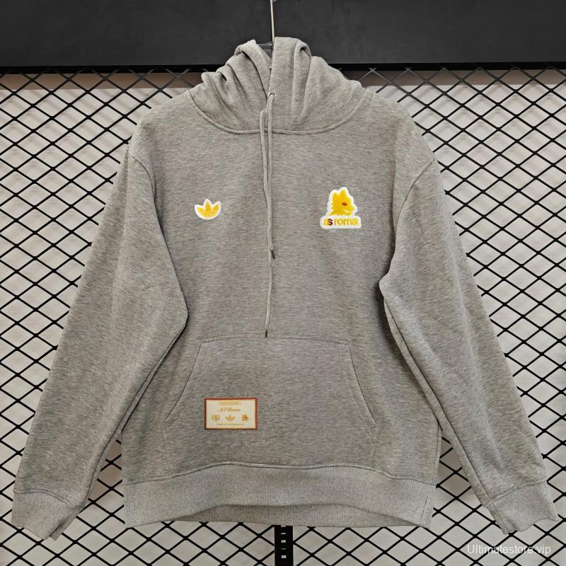 25/26 Adidas x AS Roma Retro  Embroidered Logo Hoodie 9 Colors