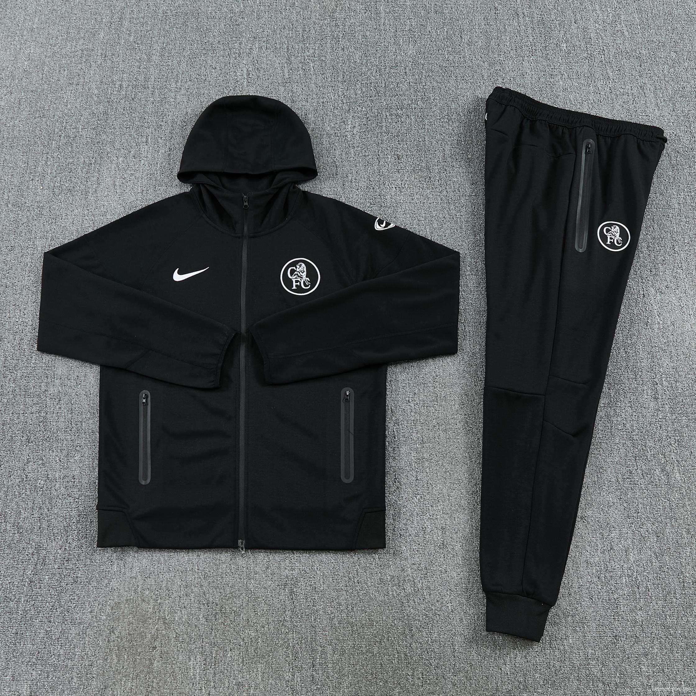 25/26 Chelsea Black Full Zipper Hoodie Windbreaker + Long Pants