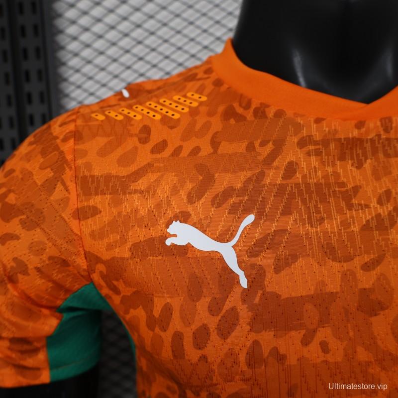 2026 Player Version Ivory Coast Orange with Leopard Pattern Jersey