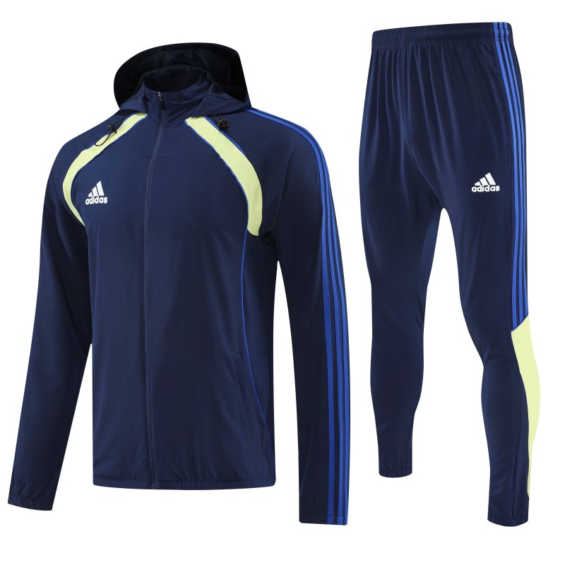 26/27 Adidas Navy Blue Full Zipper Hooded Jacket Tracksuit + Long Pants