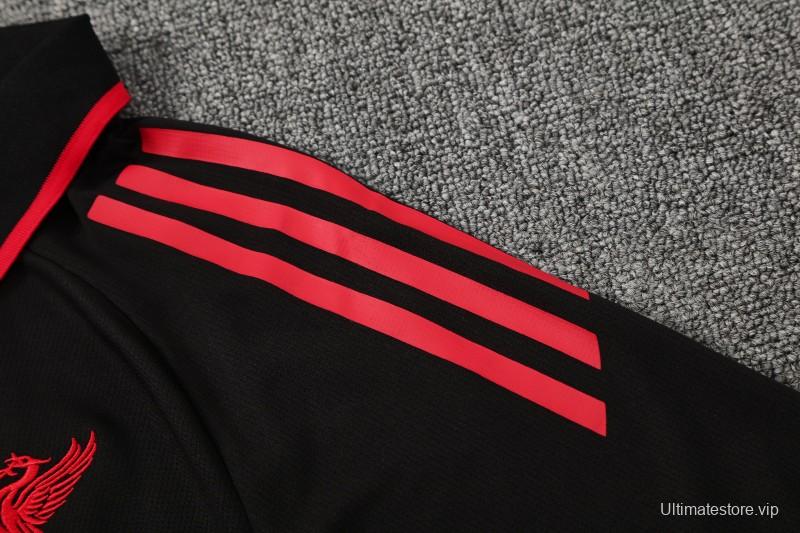 26/27 Liverpool Black Polo Training Shirt + Long Pants Tracksuit