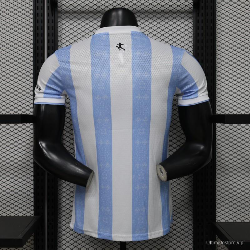 Player Version 2027 Argentina Home White & Light Blue Stripe Maradona Tribute Jersey